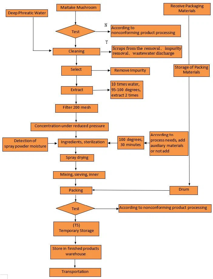 organisk maitake sjampinjong ekstrakt pulver001-diagram flyt